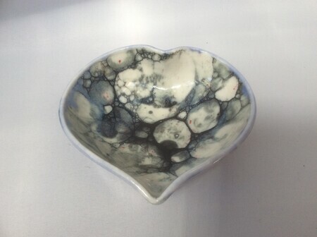 Bubble glaze heart shaped bowl