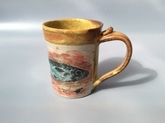 Mug with hand painted fish